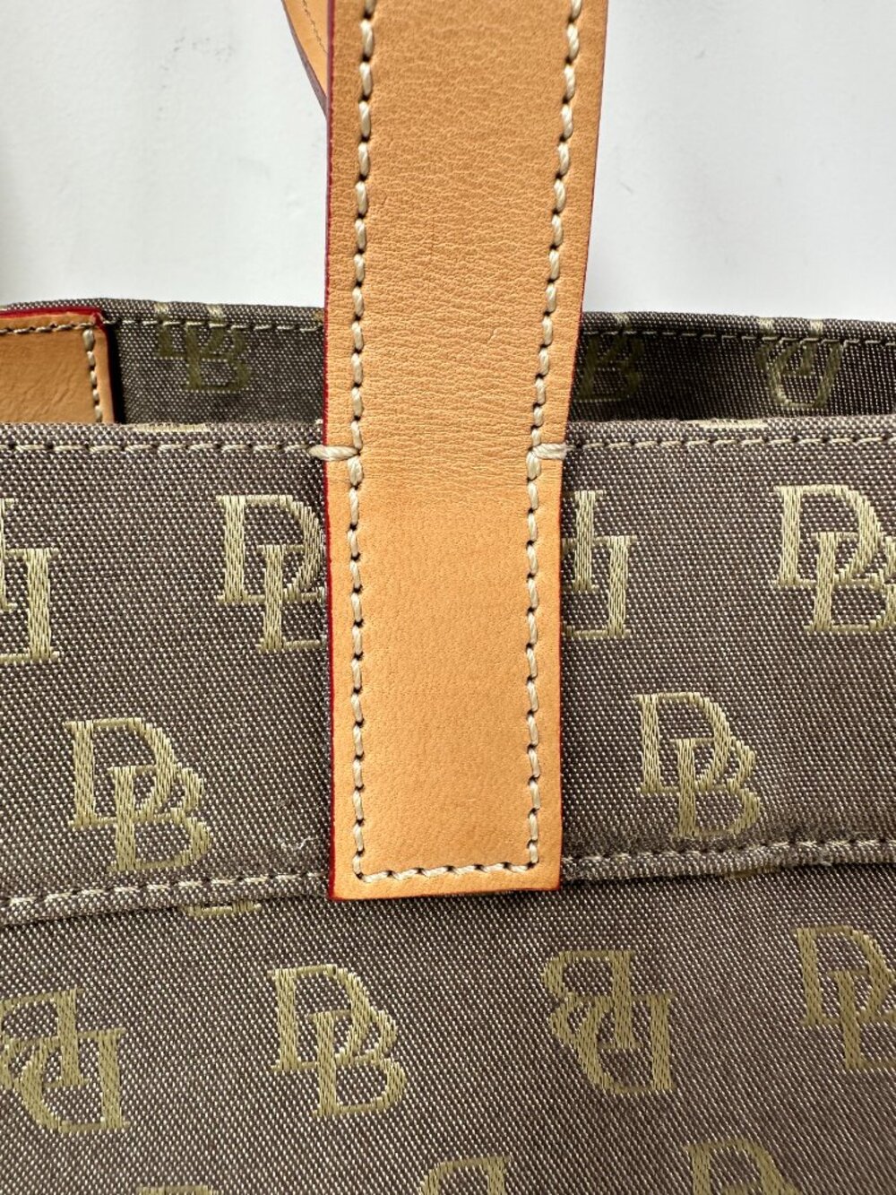 New Dooney & Bourke Vintage Tote Bag Monogram Canvas Leather Double Handle Purse - Picture 8 of 16